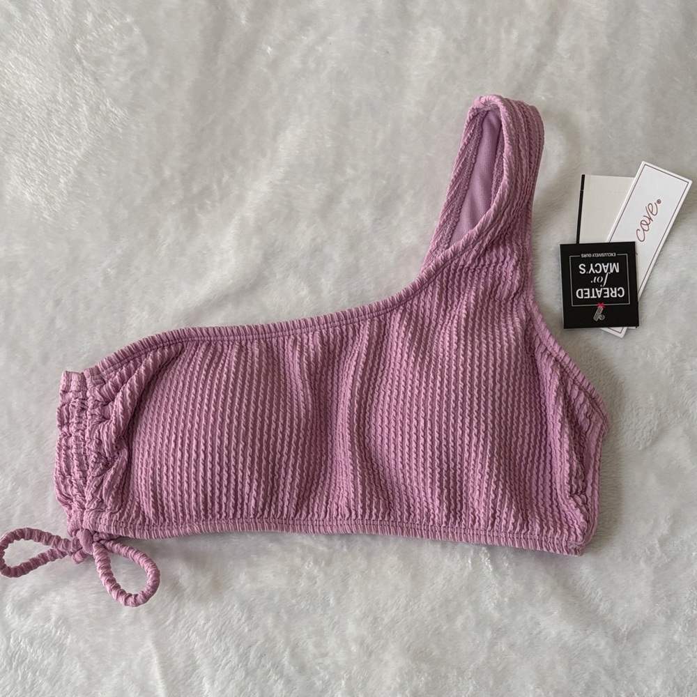 Salt & Cove Dusty Lilac One-Shoulder Textured Bikini Top